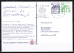 Bund 913+1038 o.g. als portoger. Zdr.-EF mit 10+50 Pf grne B+S als Zdr. oben geschnitten aus MH im Buchdruck auf Inlands-Postkarte von 1982-1993