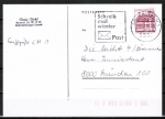 Bund 1028 als portoger. EF mit roter 60 Pf B+S - Marke aus Rolle im Buchdruck auf Inlands-Postkarte von 1982-1993