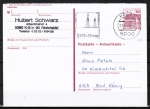 Bund 1028 als Antwort-GA-PK-Teil mit eingedruckter Marke rote 60 Pf B+S - Marke im Buchdruck Antwort-Karten-Teil portoger. 1982-1993 gelaufen