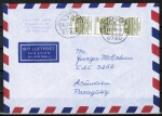 Bund 1140 als portoger. MeF mit 3x 80 Pf B+S - Serie aus Rolle im Letterset-Druck auf Luftpost-Brief 15-20g von 1987-1989 nach Paraguay, AnkStpl.