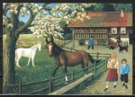 Ansichtskarte von Marlyse Huber-Breuninger - "Bauernhof im Frühling" (1982)