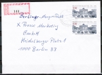 Bund 1492 als portoger. MeF mit 2x 100 Pf Brandenburger Tor auf VGO-Einschreib-Brief bis 20g vom Jan.-März 1991