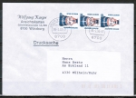 Bund 1398 als portoger. MeF mit 3x 20 Pf SWK aus Rolle auf Inlands-Drucksache bis 20g von 1989-1993