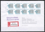 Bund 1468 als portoger. MeF mit 10x 45 Pf SWK aus Rolle auf Einschreibe-Brief bis 20g von 1992-1997 nach Polen, AnkStpl.
