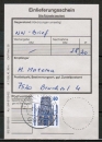 Bund 1340 als portoger. EF mit 50 Pf SWK aus Rolle auf Einlieferungs-Bescheinigung fr Nachnahme-Brief von 1987-1989