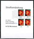 Bund 2471 als portoger. MeF mit 4x 20 Ct. Blumen / Tagetes aus Rolle auf Streifbandzeitung 50-100g von 2005-2011