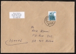 Bund 1381 als portoger. EF mit 280 Pf SWK aus Rolle auf Ausl.-Brief 50-100g von 1990 nach Israel, 14x20 cm