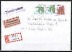 Bund 1562 als portoger. MiF mit 400 + 2x 100 Pf je SWK aus Rolle auf Inl.-Einschreibe-Rckschein-Brief bis 20g von 1991-1992