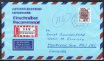 Bund 1746 als portoger. EF mit 550 Pf SWK aus Rolle auf Einschreib-Aerogramm von 1994-1997 n. Kanada, AnkStpl.