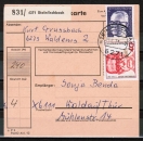 Bund 771 als portoger. MiF mit 40 Pf Maximilian Kolbe auf Inlands-Paketkarte von 1973