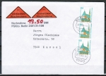 Berlin 834 als portoger. MeF mit 3x 100 Pf SWK aus Rolle auf Nachnahme-Brief bis 20g von 1989-1991, codiert und mit Zahlschein