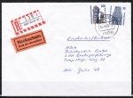 Berlin 835 als portoger. MiF mit 350 Pf SWK aus Rolle + 50 Pf SWK Rolle auf Orts-Einschreibe-Rückschein-Brief bis 20g vom März 1989