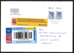 Bund 2323 als portoger. MeF mit 2x 4,10 Euro SWK Bogen mit Ober-Eckrndern auf Auslands-Eilbrief ber 50g von 2016-2017 in die Schweiz, Label, 14x20 cm