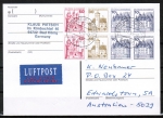 Bund B+S - Heftblatt mit roter 50 Pf als portoger. H-Blatt-EF auf Übersee-Luftpost-Postkarte von 1993-2002 nach Australien, vs. codiert