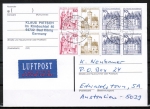 Bund B+S - Heftblatt mit roter 50 Pf als portoger. H-Blatt-EF auf bersee-Luftpost-Postkarte von 1993-2002 nach Australien, vs. codiert