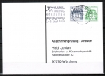 Bund 913+1038 o.g. als portoger. Zdr.-EF mit 10+50 Pf grüne B+S als Zdr. oben geschnitten aus MH im Letterset-Druck auf Sammel-Anschriftenprüf-Postkarte