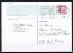 Bund 1028 als portoger. EF mit roter 60 Pf B+S - Marke aus Rollenendstreifen im Buchdruck auf Inlands-Postkarte von 1982-1993