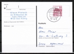 Bund 1028 als portoger. EF mit roter 60 Pf B+S - Marke aus Bogen mit Bogen-Rand auf Inlands-Postkarte von 1982-1993
