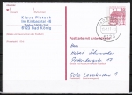 Bund 1028 als Antwort-GA-PK mit eingedr. Marke rote 60 Pf B+S - Marke im Letterset-Druck portoger. von 1984-1993 hin+her-gelaufen