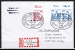 Bund 918 als portoger. MiF mit 2x 70 Pf B+S als OR-ER-Paar + rote 50 Pf als OR auf Inl.-Einschreibe-Brief mit ESST von 1977