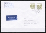Bund 1140 u.g. als portoger. MeF mit 2x 80 Pf B+S unten geschnitten aus MH auf Luftpost-Brief 5-10g von 1982-1989 in die USA. rs. CodeStpl.