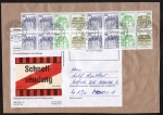 Bund B+S-Heftblatt 3,- DM mit 80 Pf B+S - Marke als portoger. H-Blatt-MeF auf Schnell-Pckchen-Adresse von 1982-1989, ca.14x21 cm