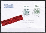 Bund 999 als portoger. MiF mit 230 Pf + 200 Pf je B+S - Serie aus Bogen mit Oberrand auf Inlands-Eilbrief bis 20g von 1983, AnkStpl.