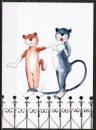 10 gleiche Ansichtskarten von Helme Heine - "Kam der Kater zu der Katze"