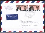 Bund 1352 als portoger. MeF mit 2x 80 Pf Stein + Mayer auf Luftpost-Brief 5-10g von 1988 in die USA/Code
