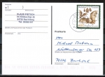 Bund 2086 als portoger. EF mit 100 Pf Fledermaus auf Inlands-Postkarte von 1999-2002, codiert