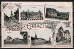 AK Erbach mit seinen Sehenswrdigkeiten, gelaufen 1906, Marke entfernt