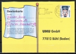 Bund 1398, 20 Pf SWK aus Rolle, unterfrankiert auf Inlands-Postkarte von 1997, codiert
