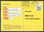 Bund 1406 als portoger. EF mit 100 Pf SWK "Altötting" D/u.g. aus Nasskl.-MH auf Inl.-Postkarte von 1997-2002, codiert