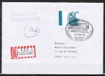 Bund 1381 als portoger. EF mit 280 Pf SWK aus Bogen mit Seitenrand auf Einschreibe-Brief bis 20g mit SST von 1988 nach Frankreich, AnkStpl.