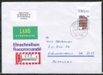 Bund 1746 als portoger. EF mit 550 Pf SWK aus Bogen mit Oberrand auf Land-Einschreibe-Brief bis 50g von 1994-1997 n. Australien, AnkStpl.