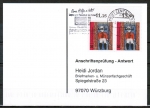 Bund 662 als portoger. MeF mit 2x 30 Pf Jugend 1971 auf Sammel-Anschriftenprüfungs-Postkarte von 1993-2002, codiert