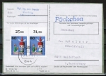 Bund 708 als portoger. MeF mit 2x 60 Pf Wohlfahrt 1971 auf Inlands-Pckchen von 1972