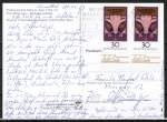 Bund 923 als portoger. MeF mit 2x 30 Pf EZM aus Jugendstil-Block 14 auf Inlands-Postkarte von 1982-1993