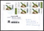 Bund 3844 als portoger. MeF mit 5x 85 Cent Jugend 2024 / Eidechse auf Inl.-�bergabe-Einschr.-Brief 14x20 cm von 2024, 20 cm lang, Preis VHS