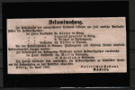 Repro-Foto einer Zeitungs-Bekanntmachung von �ber den Briefmarken-Verkauf in Bad K�nig und Umgebung von 1908