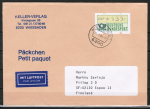 Bund ATM 1 - Marke zu 135 Pf in Gravur-Type als portoger. EF auf Europa-Luftpost-P�ckchen bis 50g von 1984 / Letztag nach Finnland, WI / ta