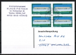 Bund 965 als portoger. MeF mit 4x 40 Pf Jugend 1978 auf Einzel-Anschriftenprüfungs-Postkarte von 2001, codiert