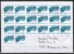 Berlin 863 als portoger. MeF mit 20x 5 Pf SWK aus Rolle auf Brief bis 20g vom Mrz 1991 mit Bund-Stempel