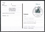 Berlin 795 als portoger. EF mit 60 Pf SWK-Serie aus Bogen mit Oberrand auf Postkarte von 1987-1991 ins Bundesgebiet