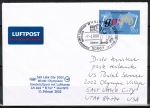 Bund 2181 als portoger. EF mit 300 Pf / 1,53 ¤ Goethe auf Luftpost-Brief bis 20g mit Sonderstempel von 2002 nach USA