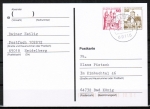 Bund 916+914 u.g. als portoger. Zdr.-EF mit 50rot+30 Pf B+S als Zdr. unten geschnitten aus MH auf Inlands-Postkarte von 1993-1997, codiert