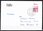 Bund 1028 als portoger. EF mit roter 60 Pf B+S - Marke aus Bogen mit Bogen-Oberrand auf Inlands-Postkarte von 1982-1993