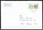 Bund 1038+1140 u.g. als portoger. Zdr.-EF mit grüner 50 Pf + 80 Pf B+S als Zdr. unten geschnitten aus MH auf Inlands-Brief 20-50g von 1982-1989