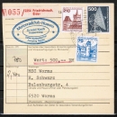 Bund 998 als portoger. MiF mit 210 Pf B+S - Serie aus Rolle + weitere Marken auf Inlands-Wertpaketkarte von 1980