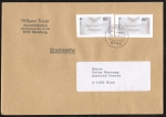 Bund 1278 - 2x 60 Pf Europa 1986 als Ganzsachen-Ausschnitte als portoger. MeF auf Auslands-Drucksache 20-50g von 1989-1993 nach sterreich/AnkStpl.